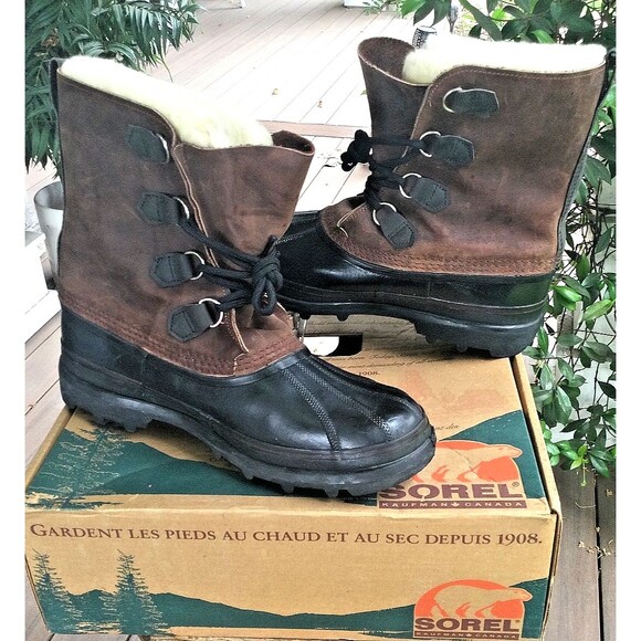 Sorel Leather Boots Mens 12 Bighorn Gaucho Lined Winter Rubber Snow with BOX main image 10